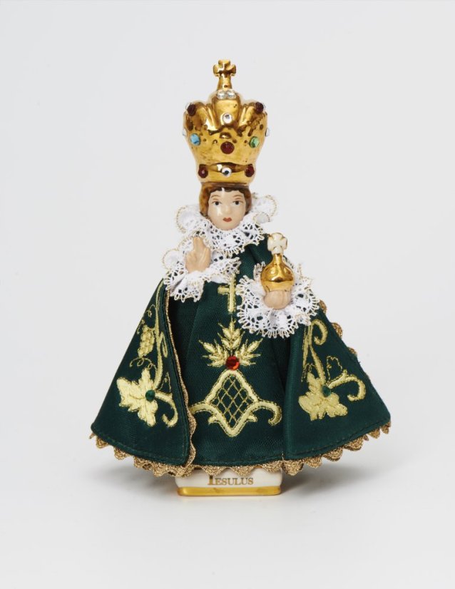 Pražské Jezulátko Porcelánové Oblečené – Mini 14cm/5.51in - BARVA: Zelená