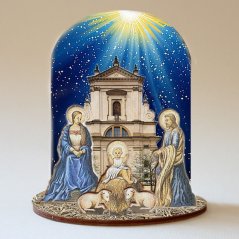 Betlém dřevěný / Kostel Pražského Jezulátka - velký - výška 15,5cm