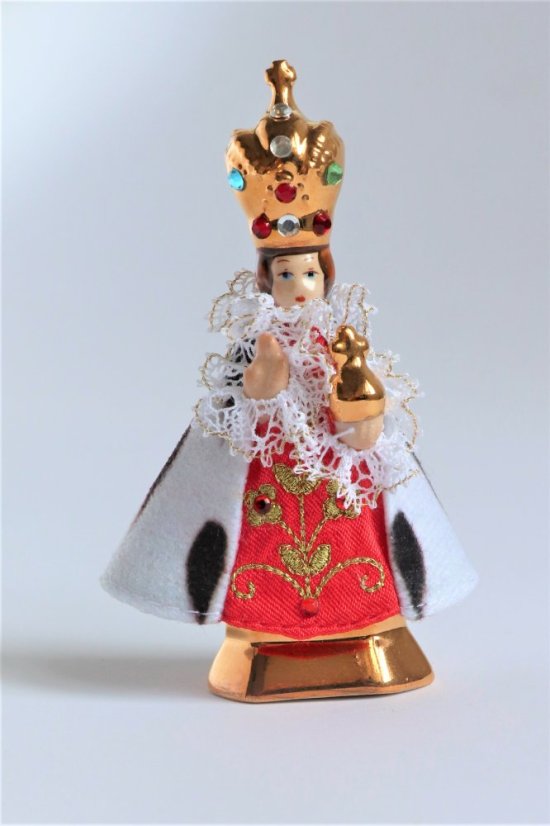 Infant Jesus of Prague Porcelain Clothed – Mikro 9cm/3.54in - Colour: Royal