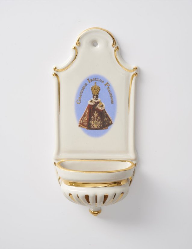 Kropenka porcelánová s Pražským Jezulátkem - malá - Barva: Červená