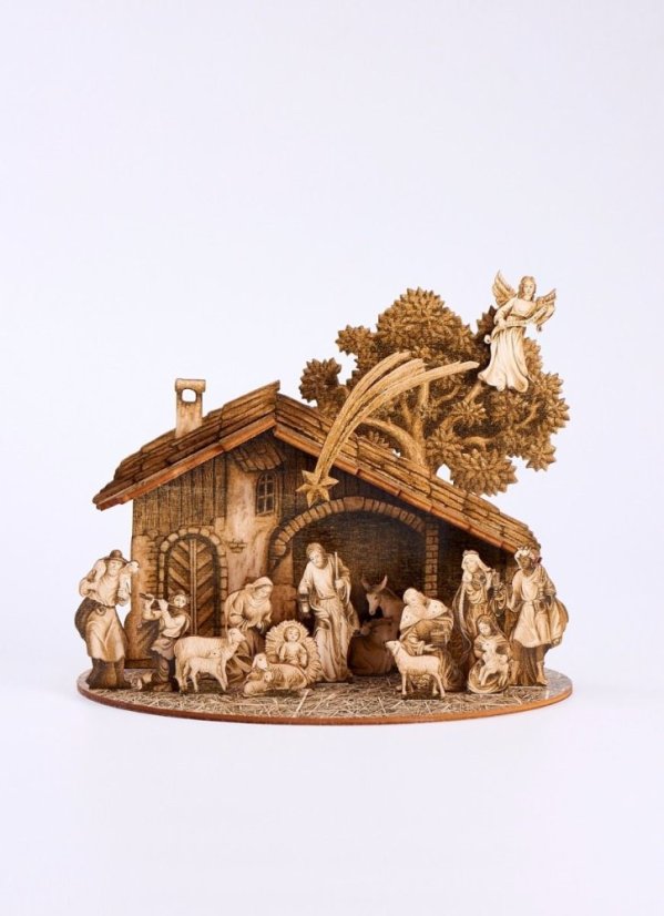 Betlém dřevěný velký - výška 20cm
