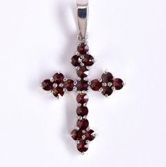 Přívěsek – Křížek Granátový Stříbrný Ag 925/1000 – GOTHIK